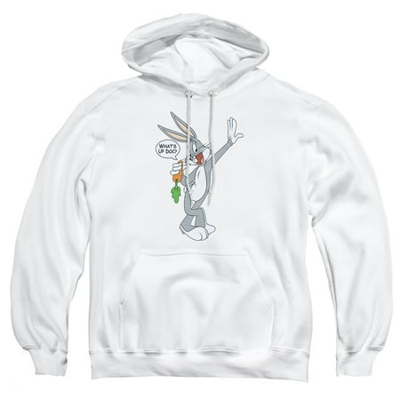 Looney Tunes Bugs Bunny What's Up Doc? Adult Pull-Over Hoodie, White, 3X-Large