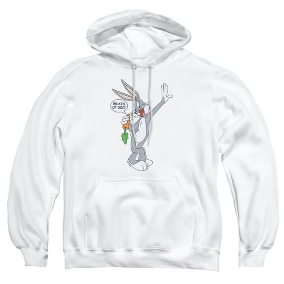 Looney Tunes Bugs Bunny What's Up Doc? Adult Pull-Over Hoodie, White, 3X-Large