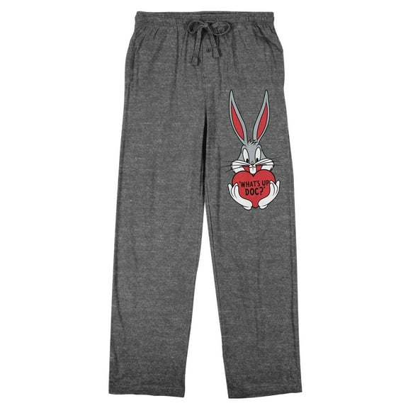 Looney Tunes Bugs Bunny What's Up, Doc? Men's Heather Gray Graphic Sleep Pants-Medium