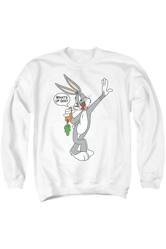Bugs Bunny What's Up Doc? Unisex Adult Crewneck Sweatshirt, White, 4X-Large