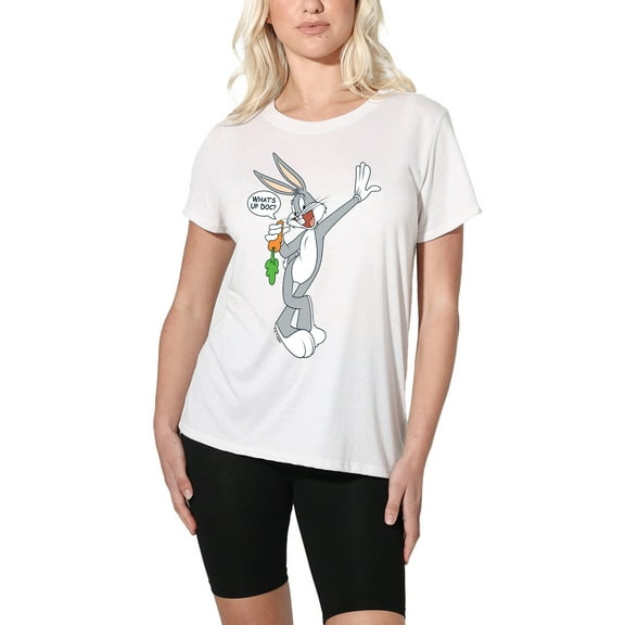 Looney Tunes Bugs Bunny What's Up Doc? Women's Loose T-Shirt, White, 2X-Large