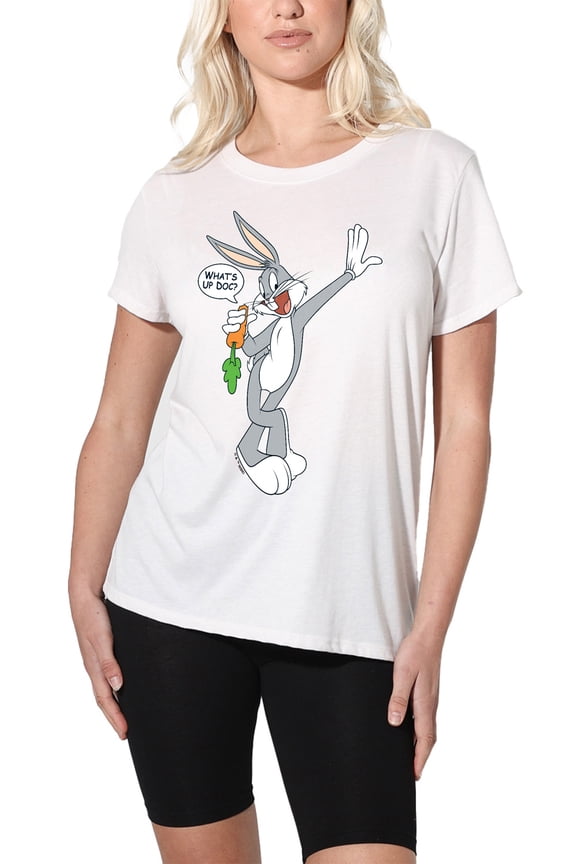 Bugs Bunny What's Up Doc? Women's Loose T-Shirt, White, 2X-Large