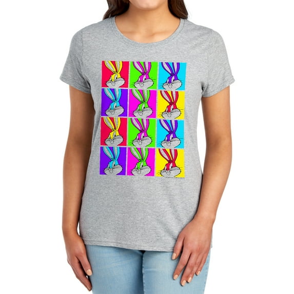 Looney Tunes Bugs Tiles Women's T Shirt, Athletic Heather, Small