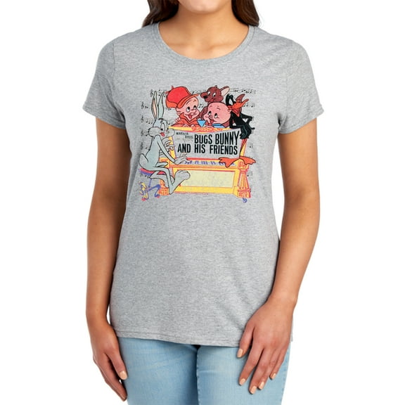 Looney Tunes Bugs and Friends Women's T Shirt, Athletic Heather, 2X-Large