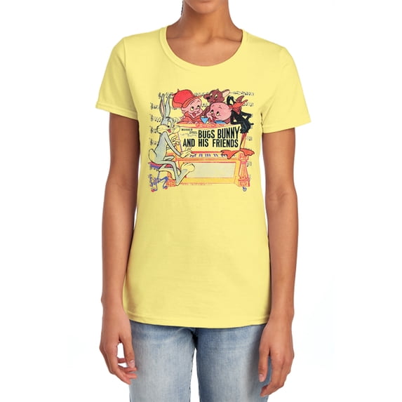 Looney Tunes Bugs and Friends Women's T Shirt, Banana, 2X-Large