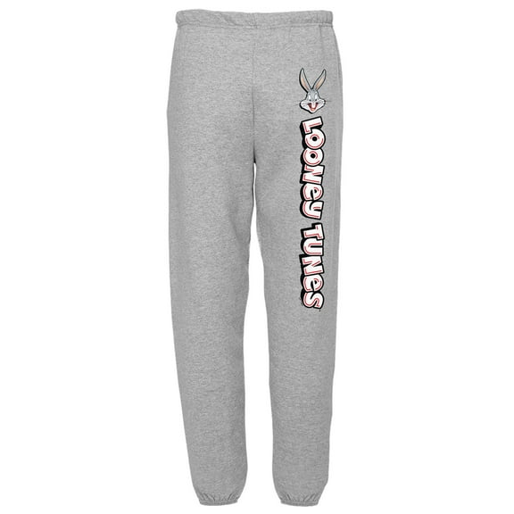 Looney Tunes Bugs and Logo Unisex Jogger Sweatpants with Pockets for Men and Women, Athletic Heather, X-Large