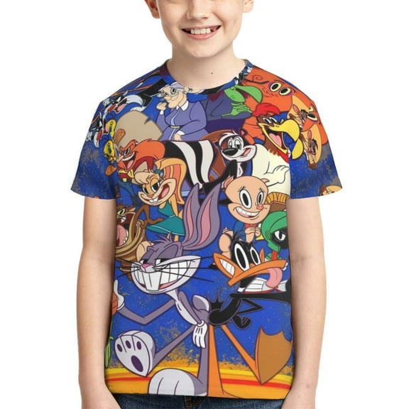 Looney Tunes Cartoons Boys Girls T-Shirt 3d Print Graphic Short Sleeve Tee Shirt Tops For Kids Teens
