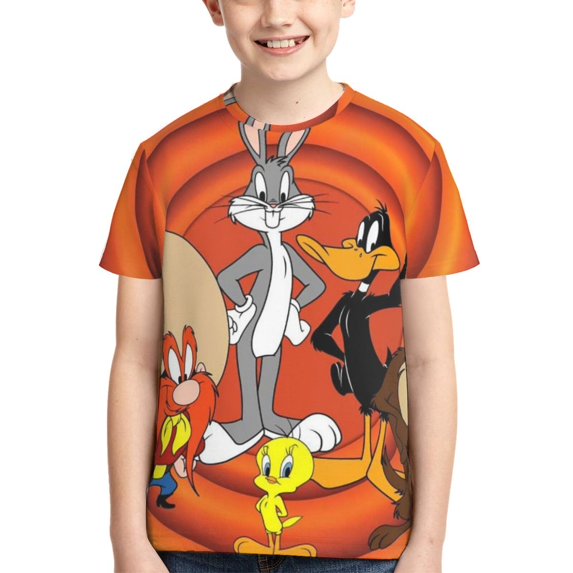 Looney Tunes Cartoons Boys Girls T-Shirt 3d Print Graphic Short Sleeve Tee Shirt Tops For Kids Teens