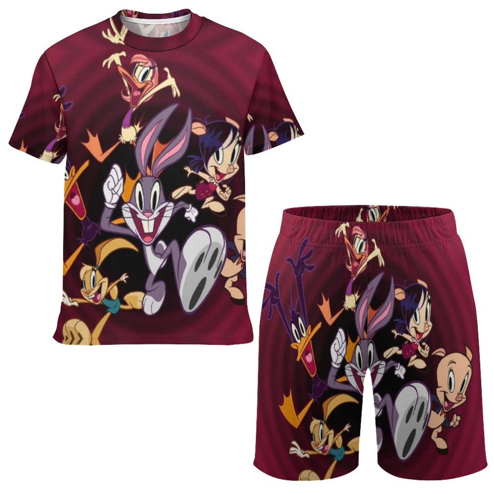 Looney Tunes Kids 2pcs Allover Cartoon Print Naia Tank Top and Cotton Shorts Set main image 1