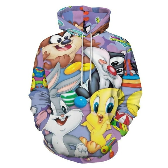 Looney Tunes Cartoons Hoodie Men's Novelty Hoodie 3D Print Pullover Hooded Long Sleeve Sweatshirts Tops Blouse with Pocket