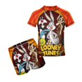 thumbnail image 1 of Looney Tunes Cartoons Looney Tunes Cartoons Boys 2-Piece Swimsuit Set, Short Sleeve Rash Guard & Swim Trunks, 1 of 7