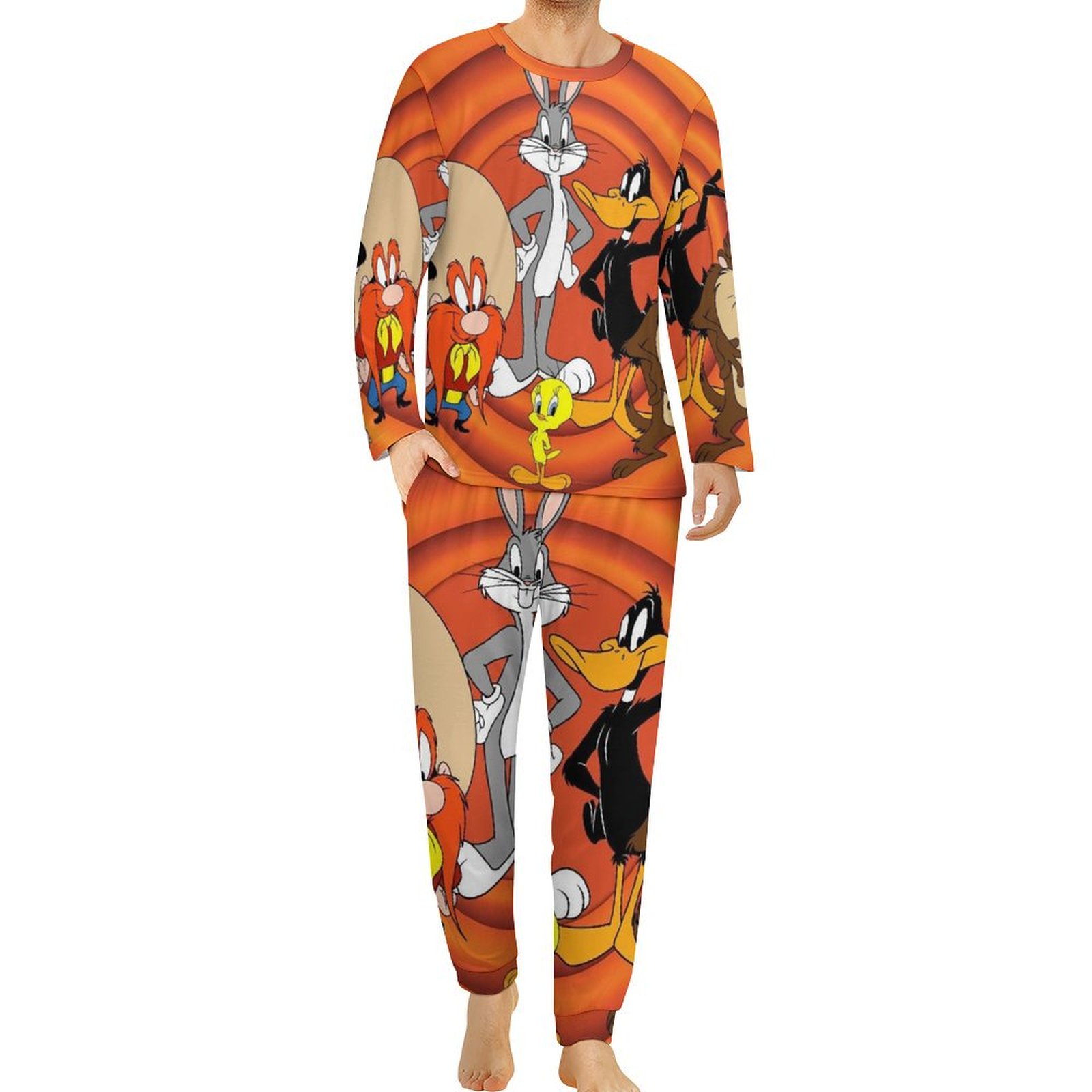 Looney Tunes Cartoons Mens Pajamas Set Long Sleeve PJs Sleepwear ...