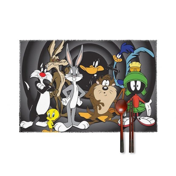 Looney Tunes Cartoons Placemats Set of 4, 12x18 Inch Table Mats for Party Kitchen Dining Decoration Place Mats