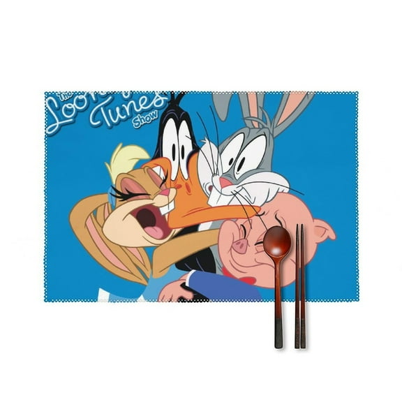 Looney Tunes Cartoons Placemats Set of 4, 12x18 Inch Table Mats for Party Kitchen Dining Decoration Place Mats