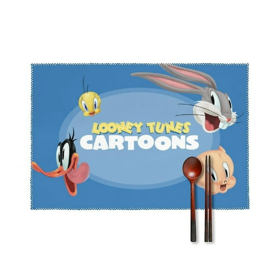 Looney Tunes Cartoons Placemats Set of 4, 12x18 Inch Table Mats for Party Kitchen Dining Decoration Place Mats