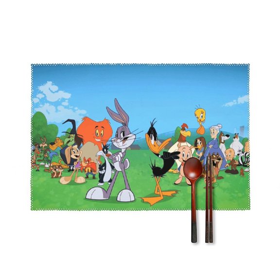 Looney Tunes Cartoons Placemats Set of 4, 12x18 Inch Table Mats for Party Kitchen Dining Decoration Place Mats