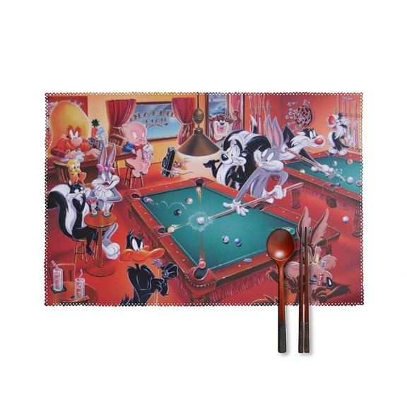 Looney Tunes Cartoons Placemats Set of 4, 12x18 Inch Table Mats for Party Kitchen Dining Decoration Place Mats