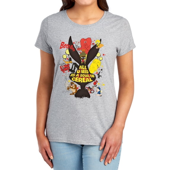 Looney Tunes Cereal Women's T Shirt, Athletic Heather, 2X-Large