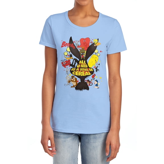 Looney Tunes Cereal Women's T Shirt, Light Blue, X-Large