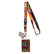 Looney Tunes Character Design Reversible Clear ID Badge Lanyard With Rubber Charm And Lobster Clasp