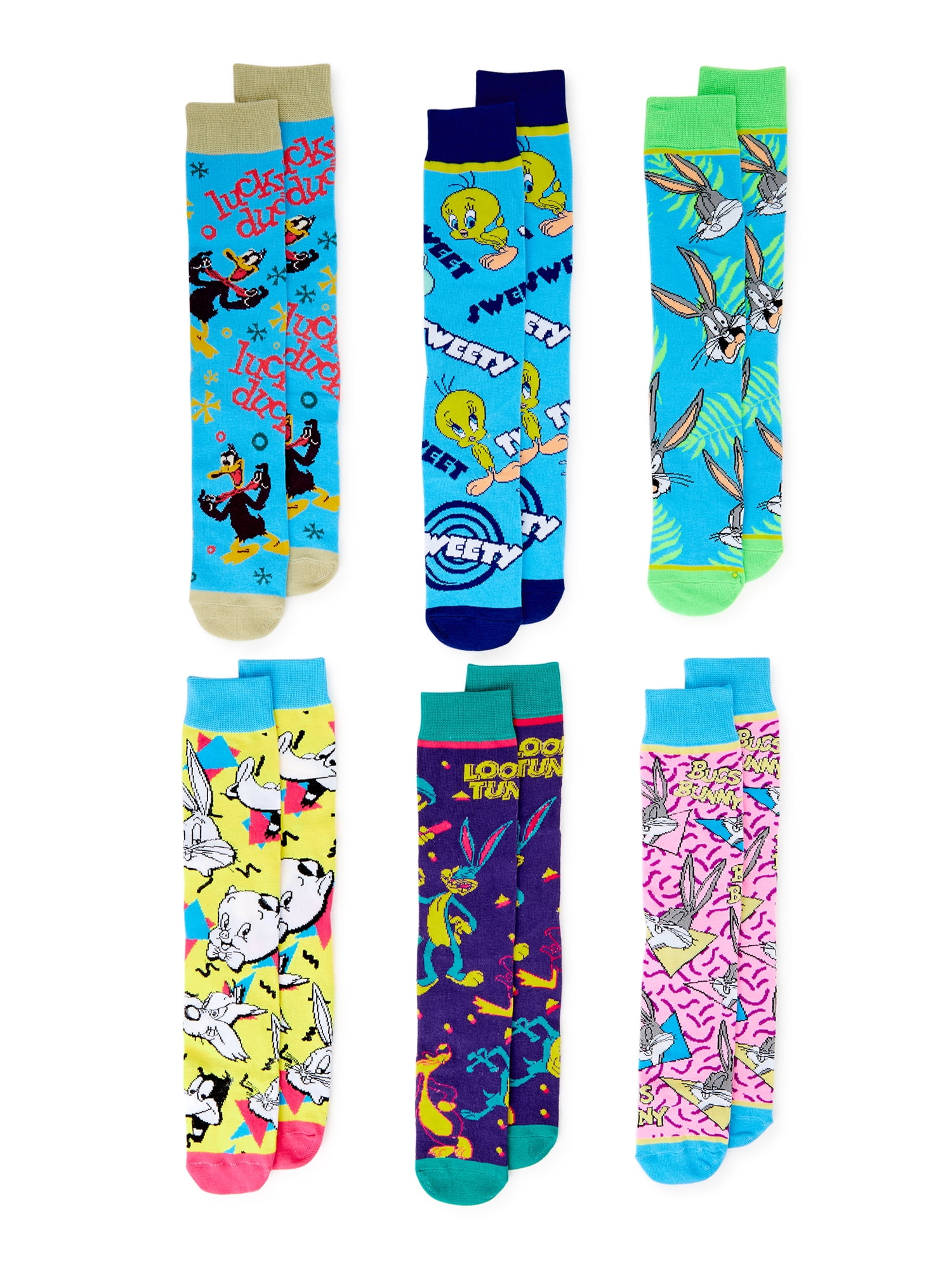 Looney Tunes Characters 6-pack Crew Socks
