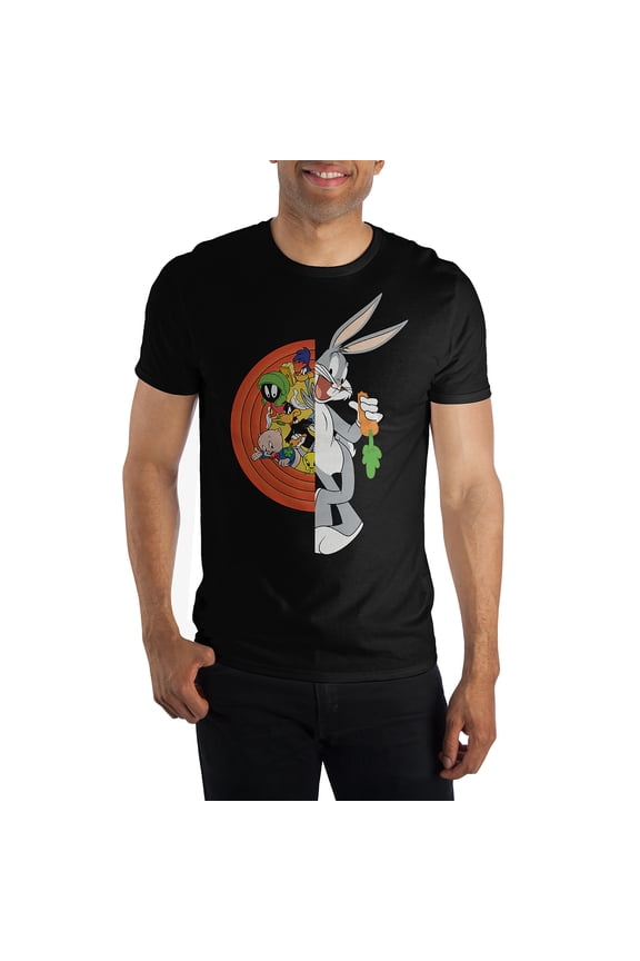 Looney Tunes Characters Featuring Bugs Bunny Men's Black T-Shirt Tee Shirt-4XL
