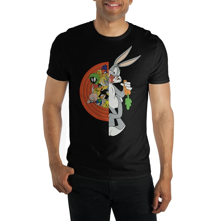 Bioworld Looney Tunes Bugs Bunny Black T-Shirt, Men's Cotton Tee