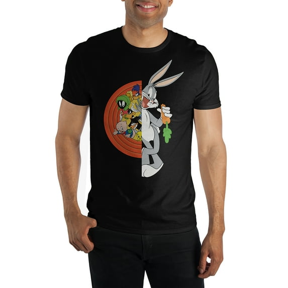 Looney Tunes Characters Featuring Bugs Bunny Men's Black T-Shirt Tee Shirt-Medium
