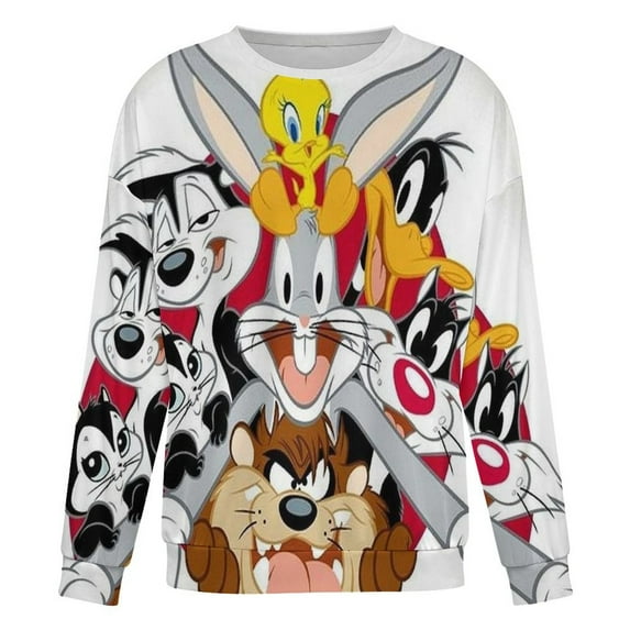 Looney Tunes Characters Unisex Pullover Hoodie Fashion Round Neck Sweatshirts Sweater For Mens Womens