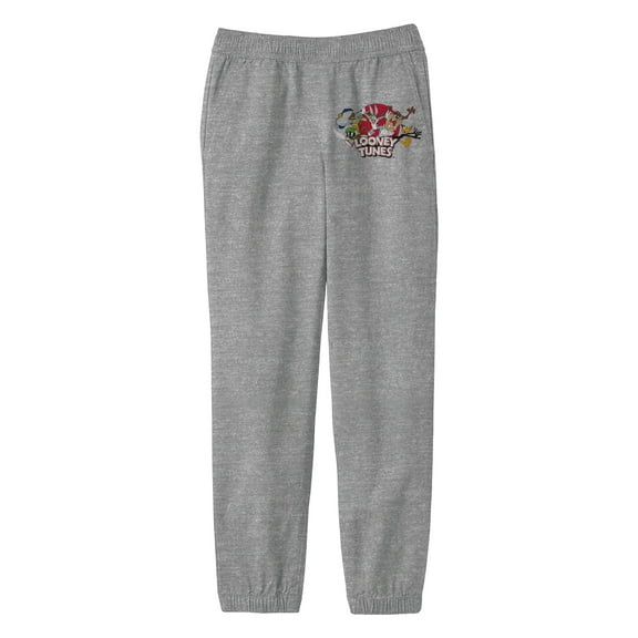 Looney Tunes Characters Youth Heather Gray Sweat Pants-Medium