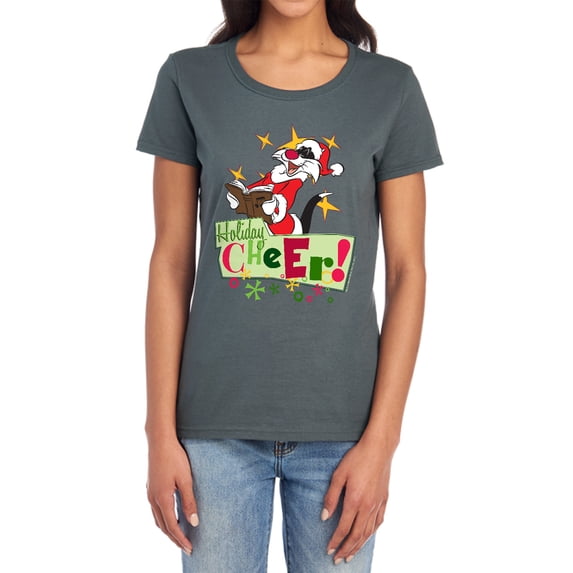 Looney Tunes Cheer Sylvester Women's T Shirt, Charcoal, 2X-Large