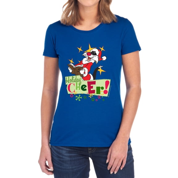 Looney Tunes Cheer Sylvester Women's T Shirt, Royal, 2X-Large