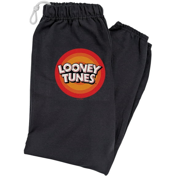 Looney Tunes Circle Logo Unisex Jogger Sweatpants for Men and Women, Black, Medium