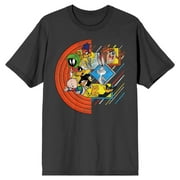 Looney Tunes Circle and Character Split Men's Charcoal T-shirt-3XL