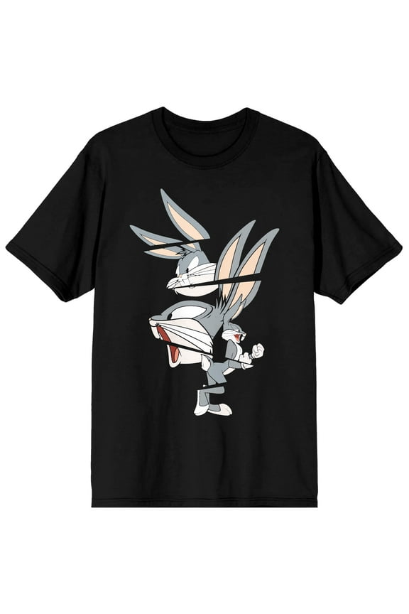 Looney Tunes Classic Cartoon Character Bugs Bunny Split Mens Black Graphic Tee - 3XL