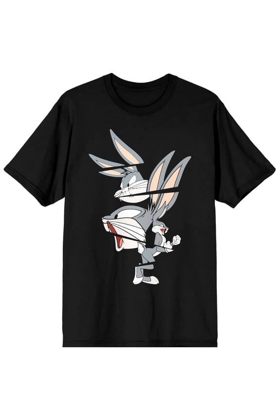 Looney Tunes Classic Cartoon Character Bugs Bunny Split Mens Black Graphic Tee - M