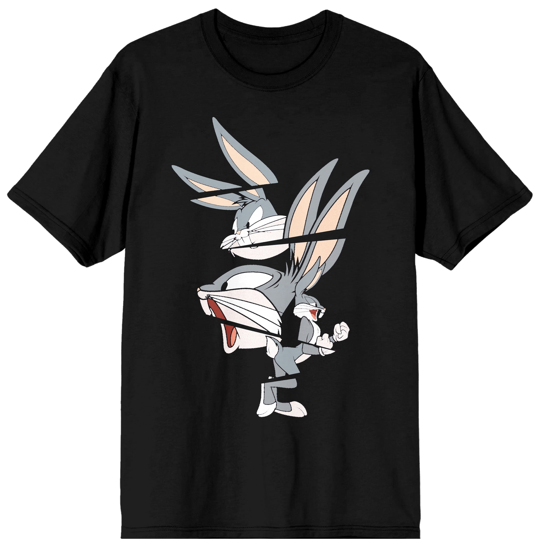 Looney Tunes Classic Cartoon Character Bugs Bunny Split Mens Black Graphic Tee XL