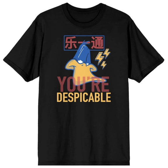 Looney Tunes Classic Cartoon Character Daffy Duck Mens Black Graphic Tee-XS