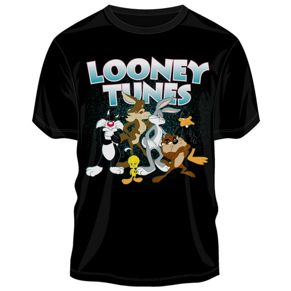 Looney Tunes Classic Character Group Men's Black Graphic T-Shirt-5XL