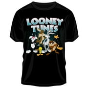 Looney Tunes Classic Character Group Men's Black Graphic T-Shirt-XL