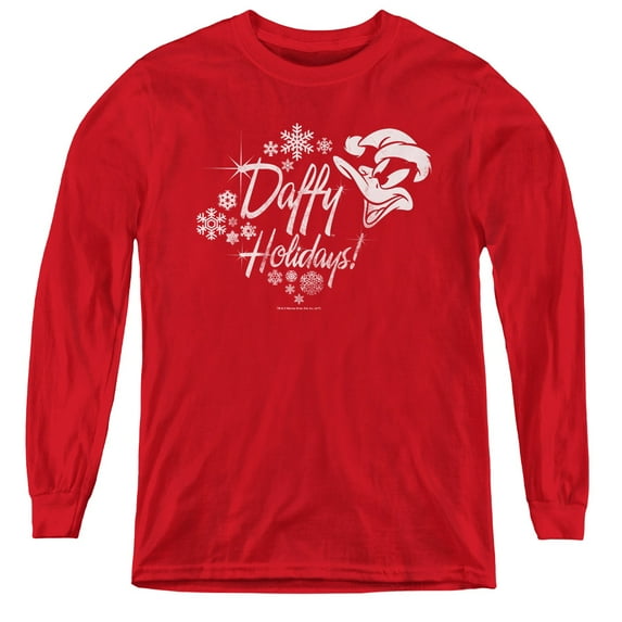 Looney Tunes - Daffy Holidays - Youth Long Sleeve Shirt - Large