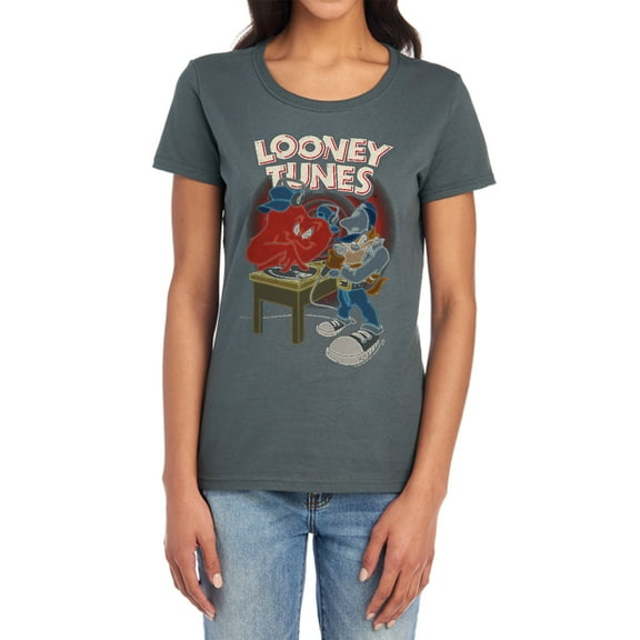 Looney Tunes Dj Looney Tunes Women's T Shirt, Charcoal, Small