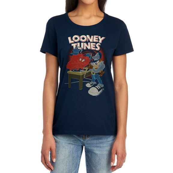 Looney Tunes Dj Looney Tunes Women's T Shirt, Navy, Small