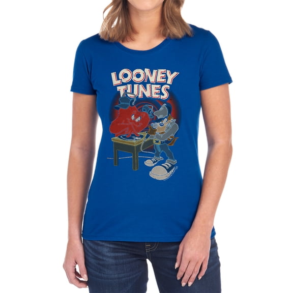 Looney Tunes Dj Looney Tunes Women's T Shirt, Royal, Medium