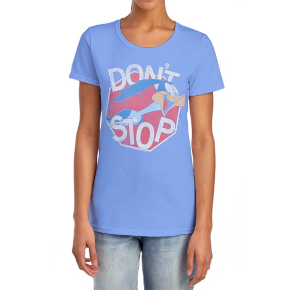 Looney Tunes Dont Stop Women's T Shirt, Carolina Blue, Large