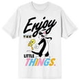 thumbnail image 1 of Looney Tunes Enjoy The Little Things Women's White Graphic Tee-Small, 1 of 5
