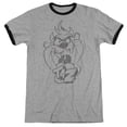 thumbnail image 1 of Looney Tunes Faded Taz Adult Ringer T-Shirt Heather Black, 1 of 2