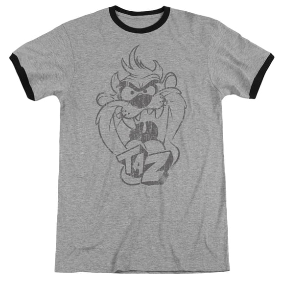 Looney Tunes Faded Taz Officially Licensed Adult Ringer T Shirt