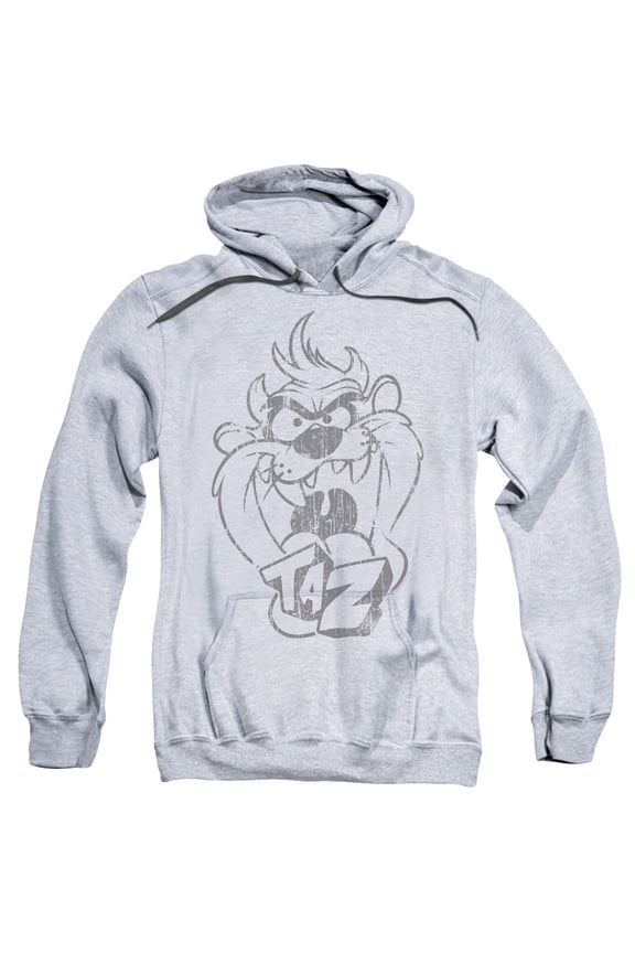 Sportswear LT178-AFTH-6 Looney Tunes Faded Taz Adult Pullover Hoodie, Athletic Heather - 3X