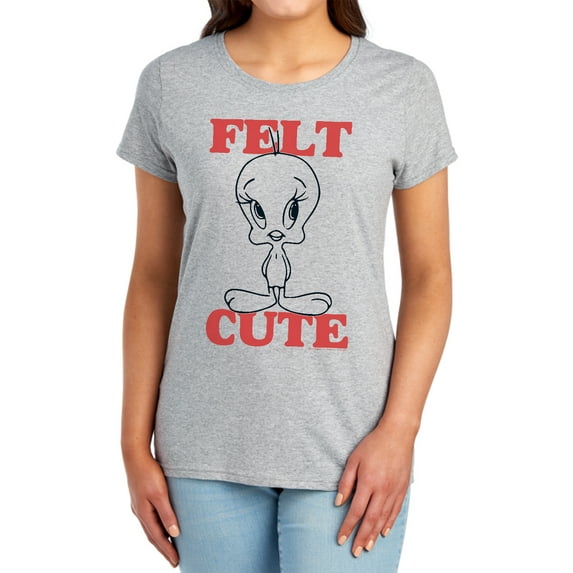 Looney Tunes Felt Cute Women's T Shirt, Athletic Heather, 2X-Large